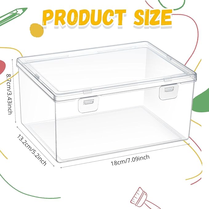 SiliFine 4 Pcs 7.09 x 5.2 x 3.43 Inch Clear Plastic Playroom and Gaming Storage Organizer Box Containers Stackable Storage Bins with Lids for Shelves or Cubbies Holds Puzzles Building Blocks