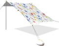 xigua Wildflowers Beach Tent Sun Shelter with Carrying Bag - Silver Coated Oxford Fabric Beach Canopy for Beach Camping Fishing - Includes Windproof Ropes Sandbags &amp Stakes