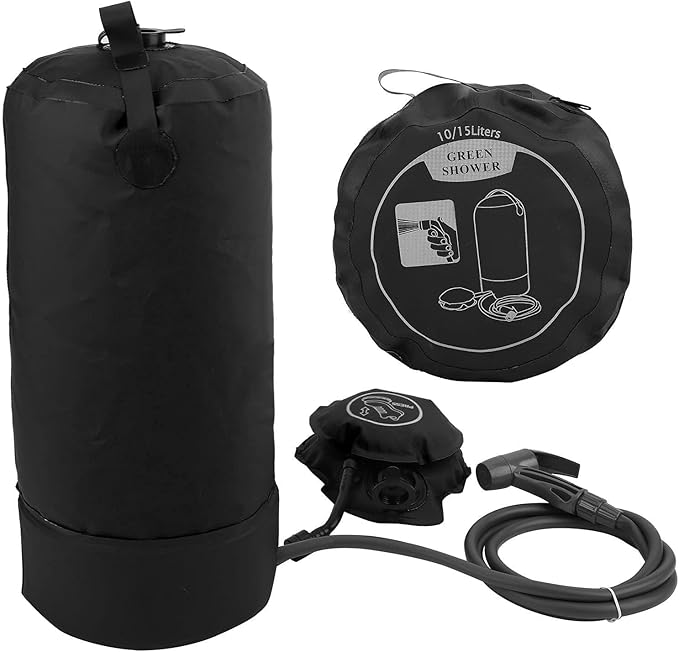 Solar Shower Bag 11L Portable Camping Shower Bag Special Nozzle Design Outdoor Shower with Shower Head Tube for Camping Hiking Traveling