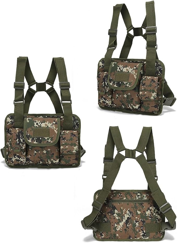 Outdoor Chest Bag For Men Tactical Utility Pack Lightweight Chest Pouch Hiphop/Harness Bag for Workouts Cycling Hiking (Jungle Digital)