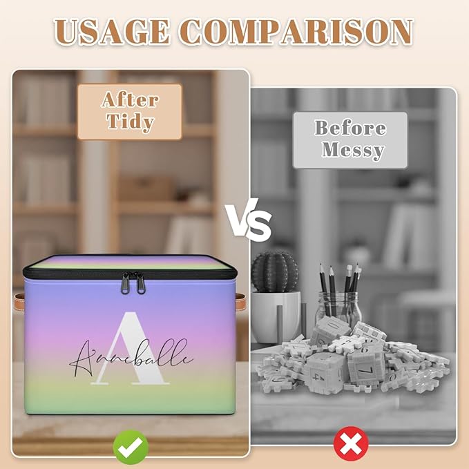 Personalized Memory Storage-Box for Kids Custom Gradient Keepsake Storage Basket with Handle Zipper Lid Large Capacity Foldable Bin Decorative for Bedroom