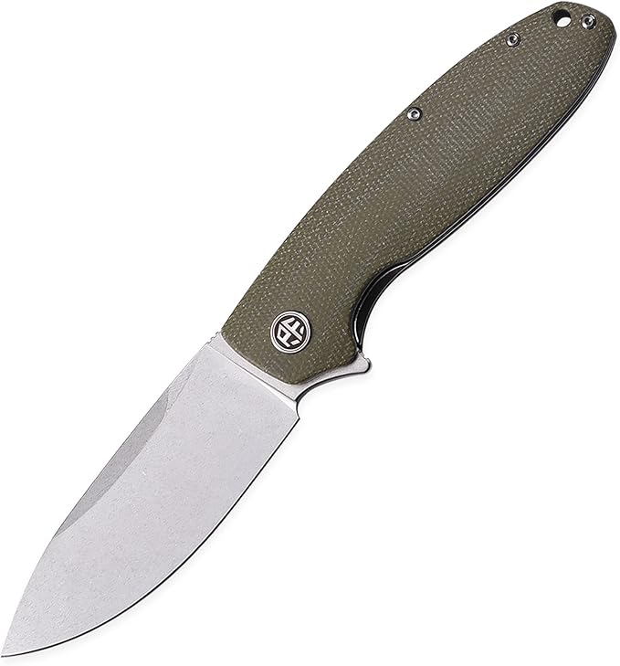 Petrified fish PFB01 Terra3.54 D2 Steel Blade Micarta Handle Flipper Liner lock Folding knife (Green)