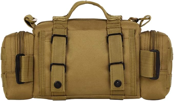 UNISTRENGH Utility 3P Military Tactical Duffle Waist Bags MOLLE Assault Shoulder Backpack Multifunction EDC Pouches Heavy Duty Fanny Packs (Brown)