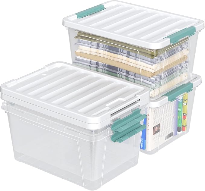 35 Quart Plastic Storage Bin with Lid Large Clear Latch Storage Box 4-Pack