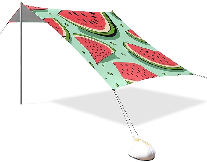 ALAZA Watermelon Slices with Seeds Beach Tent Sun Shelter Portable Canopy Sunshade for Outdoor Camping Picnics Backyard Fun 10x9 ft