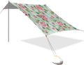 xigua Rose Beach Tent Sun Shelter with Carrying Bag - Silver Coated Oxford Fabric Beach Canopy for Beach Camping Fishing - Includes Windproof Ropes Sandbags &amp Stakes