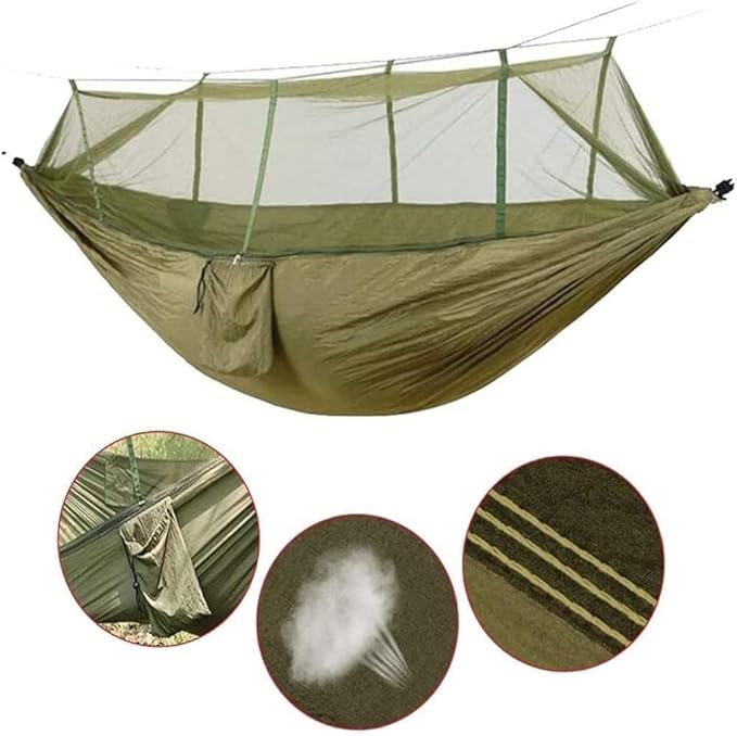 Camping Hammock Mosquito Net Pop-Up Light Portable Outdoor Parachute Hammocks Swing