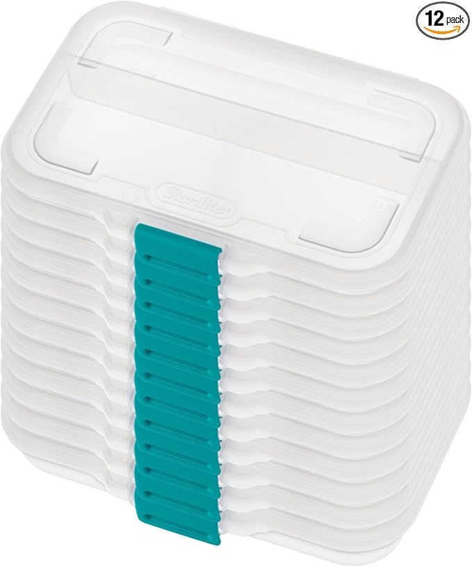 STERILITE 17248612 Small Divided Box Clear Case with Colored Latch 12-Pack