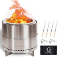 GreenVines Smokeless-Fire-Pit | 19-Inch | 304 Stainless-Steel-Firepit | Portable Outdoor Pits with Stand for Camping | Bag &amp Sticks &amp Holders | Solo Wood Burning Bonfire | Low Smoke Stove