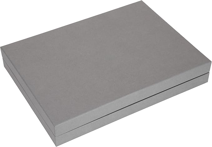 Bigso Box of Sweden Katia Collapsible Storage Box with Labelframe for Identification - Simple Assembly without Tools - Decorative Storage Boxes with Lids - 11.3in x 15.4in x 6.4in - 2 Pack - Grey