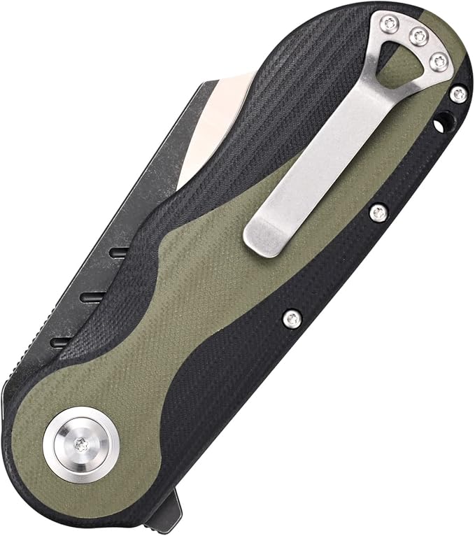 Sitivien ST138 Folding KnifeSandvik 14C28N Stainless SteelG10 Handle EDC Knife for Outdoor CampingHikingFishing(Black+Green)
