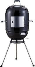 Megamaster Vertical 18 Inch Charcoal BBQ Smoker 4-in-1 Portable Outdoor Grill with Adjustable Air Vent 600 SQ. In Cooking Area Built-in Temperature Gauge BBQ Grill for Camping Picnics - 810-36014