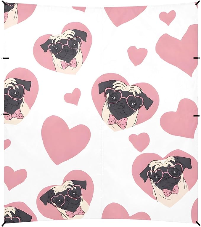 ALAZA Pink Dog Heart Pattern Beach Tent Sun Shelter Portable Canopy Sunshade for Outdoor Camping Picnics Backyard Fun 10x9 ft