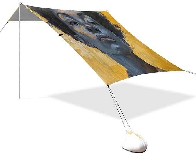 ALAZA African American Painting Beach Tent Sun Shelter UPF50+ Protection Beach Shade Canopy w/ 4 Sandbags for Outdoor Camping Fishing Backyard Fun Picnic 10x9 ft