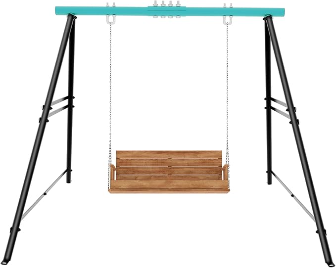 Swing Stand A-Frame Hammock Chair Stand Max Load 550Lbs Black Steel Easy Assembly Suitable for Porch Patio Playground