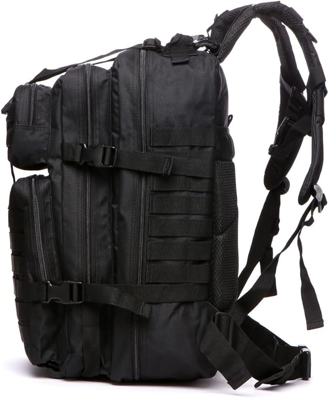 50L Sturdy Nylon Waterproof Fishing Hunting Backpack Outdoor Military Rucksacks Tactical Sports Camping Hiking (Black)