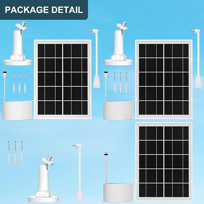 7W Solar Panel for Ring3Pack Solar Charger for Stick Up Cam Stick Up Cam Pro Spotlight Cam Plus/Pro with 10FT/3M Waterproof Long Cable and USB-C to Barrel Plug Adapter