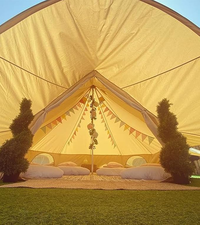 DANCHEL OUTDOOR Waterproof Bell Tent Awning 4 Season Camping Tarp – Portable Canopy Cover with Poles Lightweight Glamping Accessories Rectangle