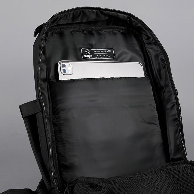 WOLFpak 15L Slim Tactical Gym Backpack - Durable 1000D Waterproof Oxford Material | Minimalist Daypack w/Laptop Pocket &amp Dual Cup Holders | Great for Travel &amp Everday Carry | (Alpha Black)