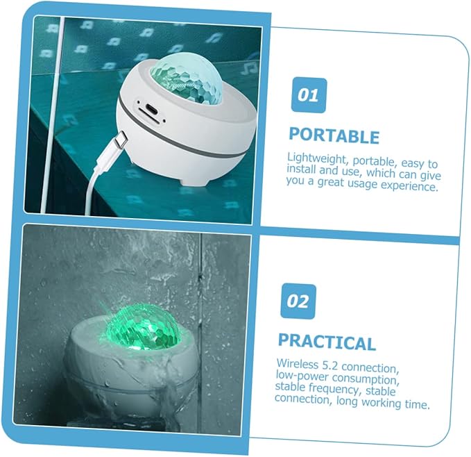 Happyyami Shower with Night Light Projector Multipurpose Portable for Bathroom Camping and Outdoor Use