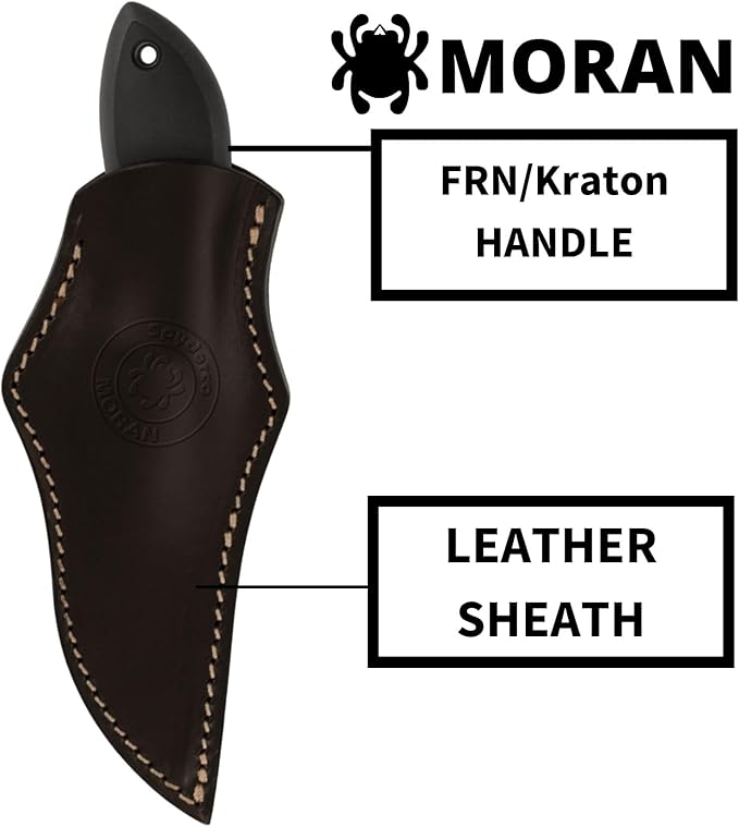 Spyderco Moran Upswept Gray Fixed Blade Knife - Damasteel DS93X with FRN/Kraton Handle PlainEdge - FB01PGYD
