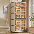 SunSettler Stackable Plastic Storage Cabinet with Transparent Windows Collapsible Closet Organizer with Wheels (1+2 Plus)