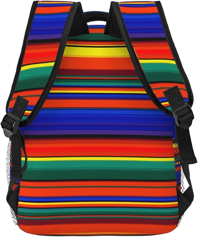 Mexican Serape Backpack Multipurpose Shoulder Bag Capacity Gym Outdoor Hiking Travel Camping Gym Daypack 16in