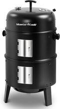 MASTER COOK 16 inch Charcoal Smoker Vertical BBQ Grill Heavy Duty 4 In 1 Fire Pit with built-in Thermometer &amp Adjustable Vent System for Backyard Patio Camping