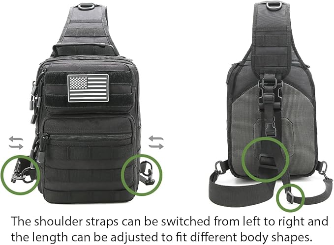 Tactical Sling Bag Backpack for Men Molle Shoulder Bag Pack Daypack Backpack for Hunting Hiking Traveling Camping