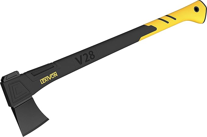 LEXIVON V28 Chopping Axe 28-Inch Lightweight Fiber-Glass Composite Handle &amp Ergonomic TPR Grip | Protective Carrying Sheath Included (LX-V28)