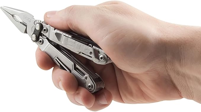 SOG PowerPint Mini Compact Stainless Steel Multi-Tool |18 Lightweight Specialty Tools &amp SOG Multitool Pliers Pocket Knife Stone Wash