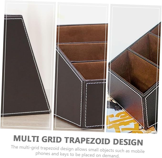 2pcs Faux Storage Box Organizer for Desktop Multi-functional Remote Control and Stationery Holder Smooth Stable Structure for Use