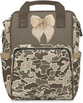 Marsh Camo Bow Backpack/Duck Camo Diaper bag/Cream Coquette Travel bag