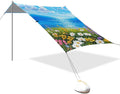 Beach Canopy with Windproof Ropes &amp Sandbags Beach Tent Sun Shade Sun Shelter for Camping Trips Fishing Backyard Fun or Picnics Landscape