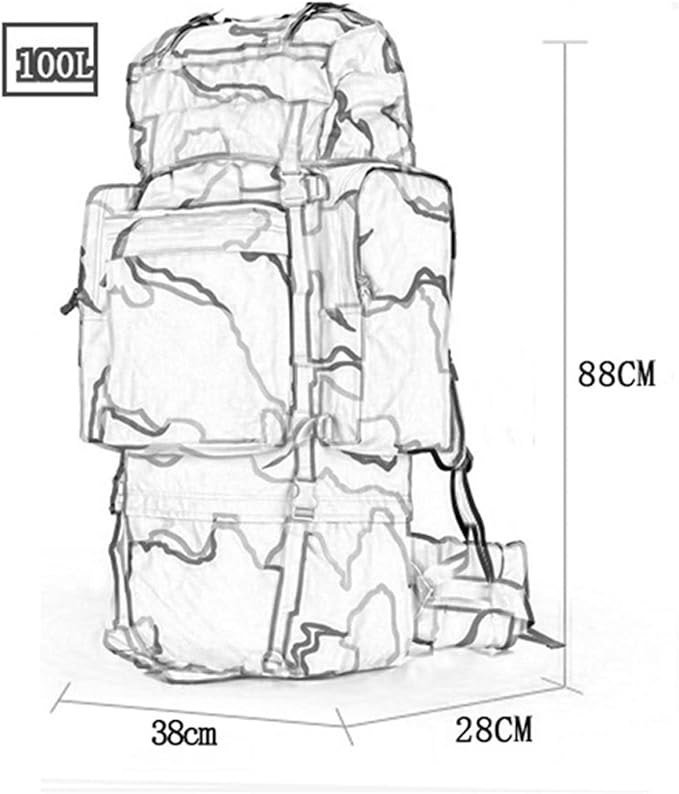 Hiking Backpack - Waterproof Backpack 100L Outdoor Mountaineering Bag Men and Women Travel Bag Large Capacity Tactical Mountain Travel Rucksack (Color : C Size : 100L)