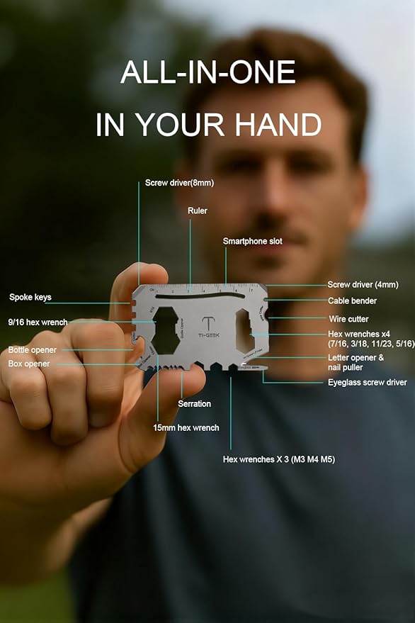 17 IN 1 Titanium Credit Card Multitool Wallet Multitool Card Tool EDC Pocket Tool for Quick Repair Gifts for Husband Father