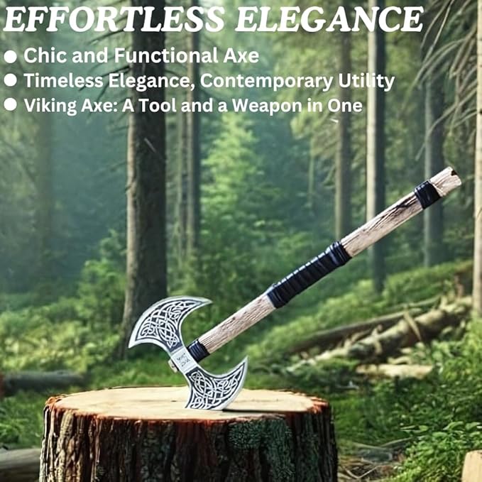 Handmade Carbon Steel Axe Medieval Warrior Double Headed Battle Axe | Viking Axe | Birthday Gift Brown