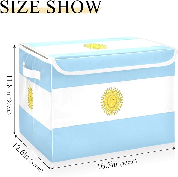 Argentina Flag Argentinian National Light Blue Storage Boxes with Lids Collapsible Clothes Organizer Extra Large Storage