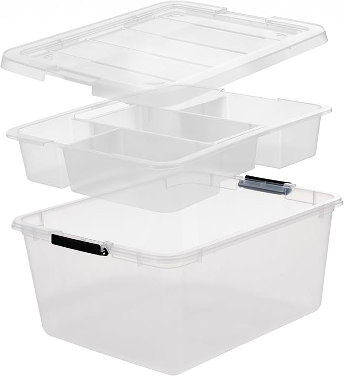 IRIS USA 6-Pack Clip Box with Latching Lids 18 Quart Craft Storage Bins Art &amp Writing Supply Containers for Home Office &amp Classroom Organization