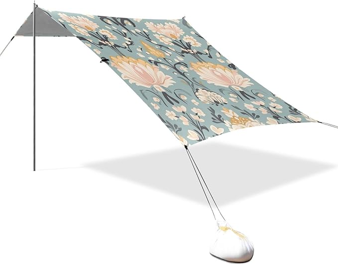 ALAZA Indian Floral Pattern Beach Tent Sun Shelter Portable Canopy Sunshade for Outdoor Camping Picnics Backyard Fun 10x9 ft
