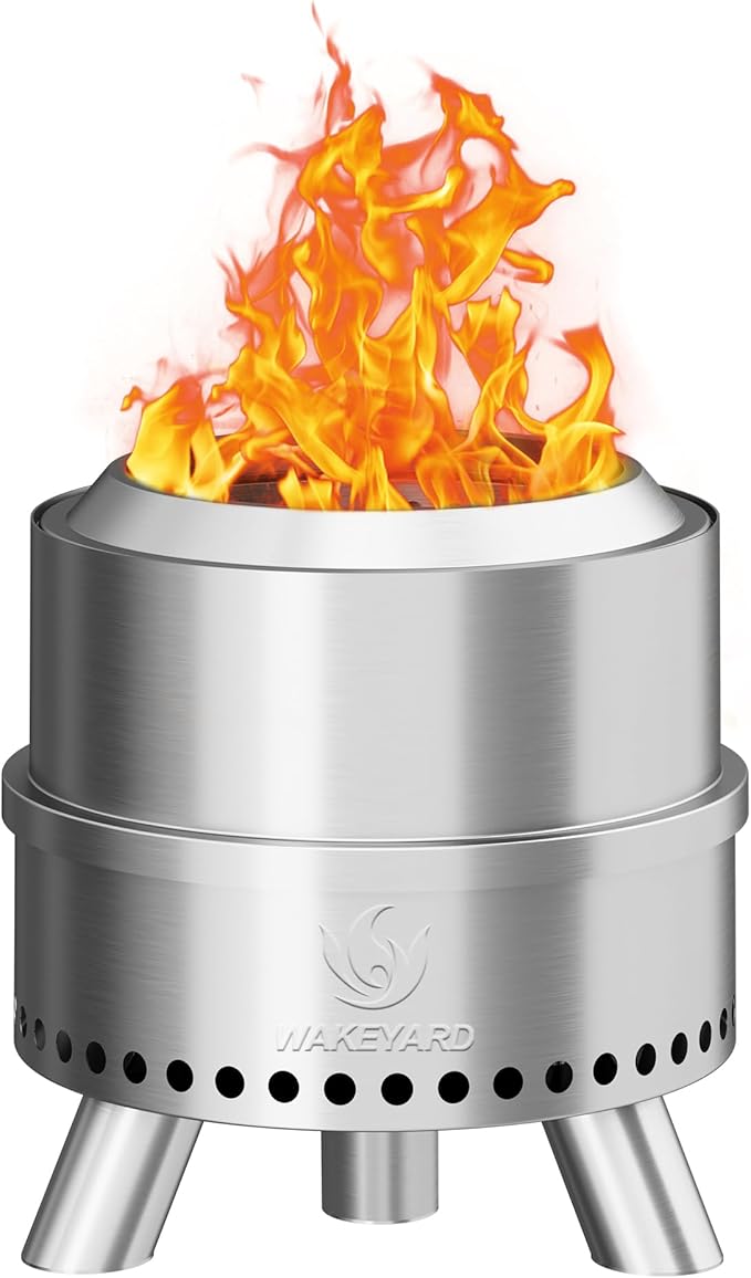 Smokeless Fire Pit 15 Inch Portable Smokeless FirePit for Outside with Fire Poker and Carry Bag Stainless Steel FirePit Easy Setup and Storage Sliver