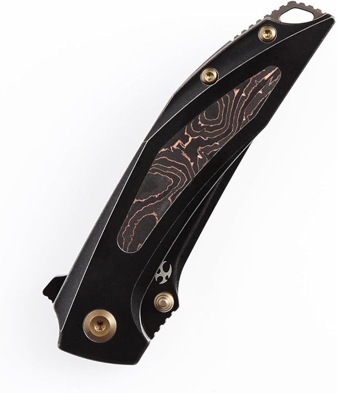 KANSEPT Baku Pocket Folding Knives for Men EDC Camping Folding Knife 3.2'' CPM-S35VN Material Women Folding Knives with Titanium Copper Carbon Fiber Handle Everyday Carry K1056A1