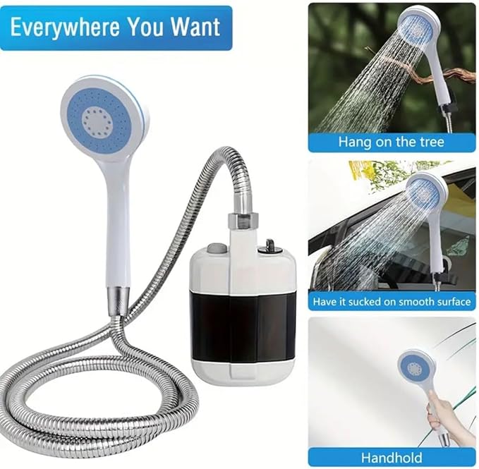 Portable Camping Shower with Adjustable Flow – for Easy &amp Convenient Outdoor Cleaning 2025 New Rechargeable Shower Pump with Showers Head &amp Hose for RV Travel Hiking Pet &amp Car Wash Use