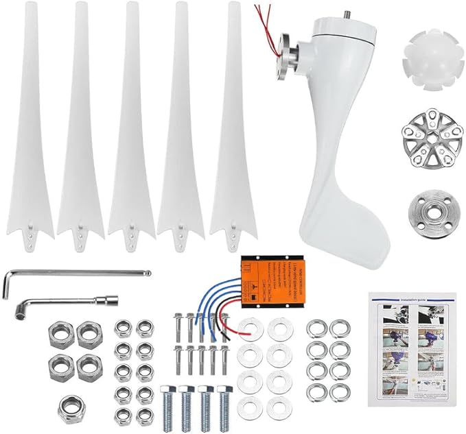 800W Wind Turbine 5 Blades 12V / 24V / 48V with MPPT Charge Controller for Home Boat Farm (12 Volts)