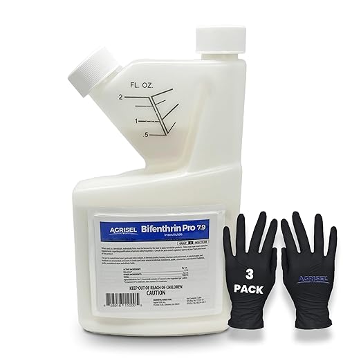Agrisel Bifenthrin Pro 7.9 Insect Control Safe for Plants &amp Crops Insecticide Effective Against 125+ Insects Includes 3-Pack of Agrisel Protective Gloves 16 Ounces