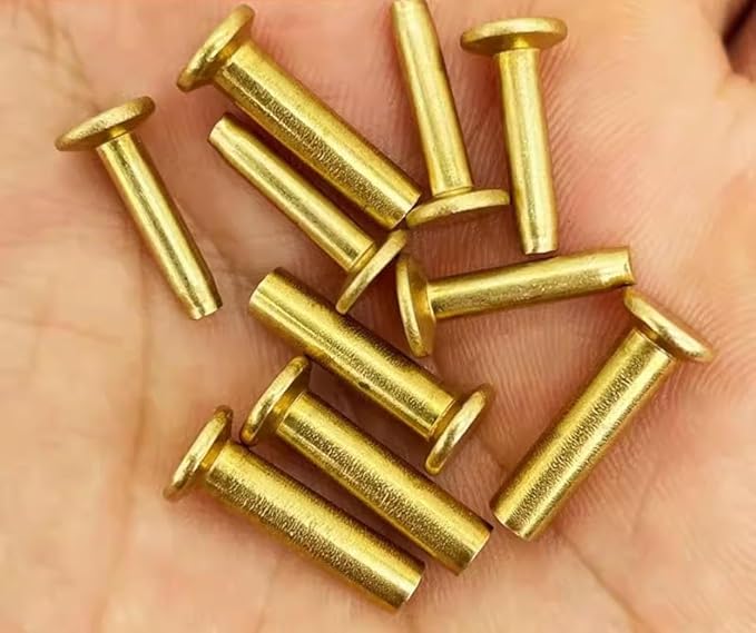 15 Sets 4MM Brass and Stainless Screw Rivets are Suitable for Kitchen Knife Handle Attachment(Brass)