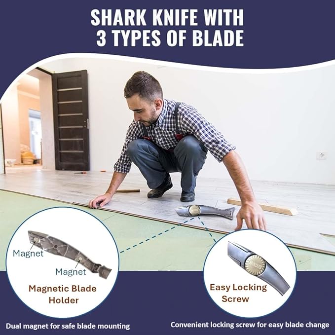 ZY380 Heavy Duty 4 Pack Shark Knife Vinyl Knife Utility Knife with 24pc Blades Combo Set(4-Pack)