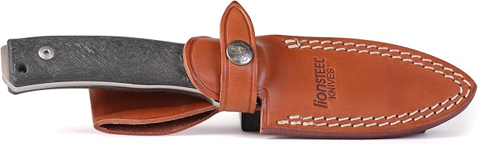 LionSTEEL M4 Fixed Blade FatCarbon Glow in the Dark Carbon Fiber Handle Scales Full Extended Tang Construction M390 Steel Blade Triple Stitched Leather Sheath KAVISO Exclusive