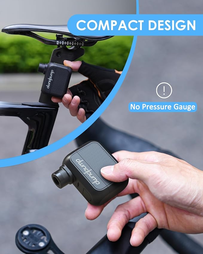 dwndpump Mini Bike Pump Electric Bike Tire Pump Max 100 PSI Portable Bike Air Pump with Presta and Schrader Valve for Road Bikes (No Pressure Gauge)