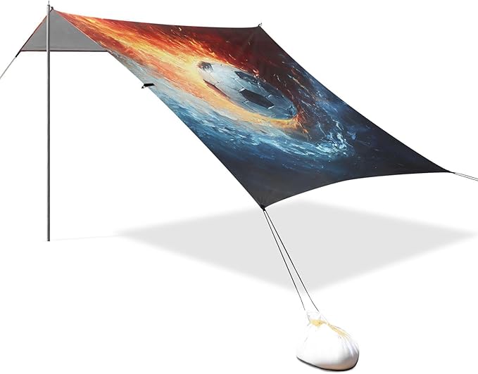 ALAZA Football Water Fire Beach Tent Sun Shelter Portable Canopy Sunshade for Outdoor Camping Picnics Backyard Fun 10x9 ft